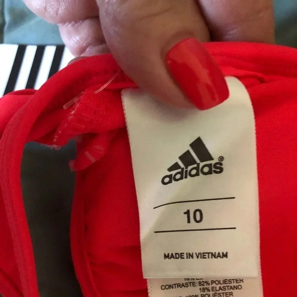 NWT Adidas Striped “Shock Red” bikini top - Picture 13 of 15